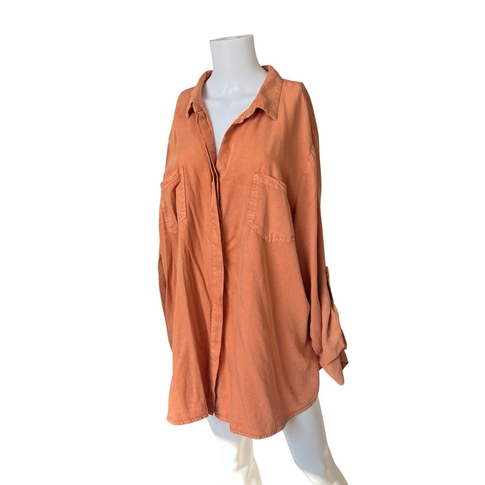 Violet Heart Long Sleeve Button Up Blouse Brown Neutral Womens Plus Size 3X